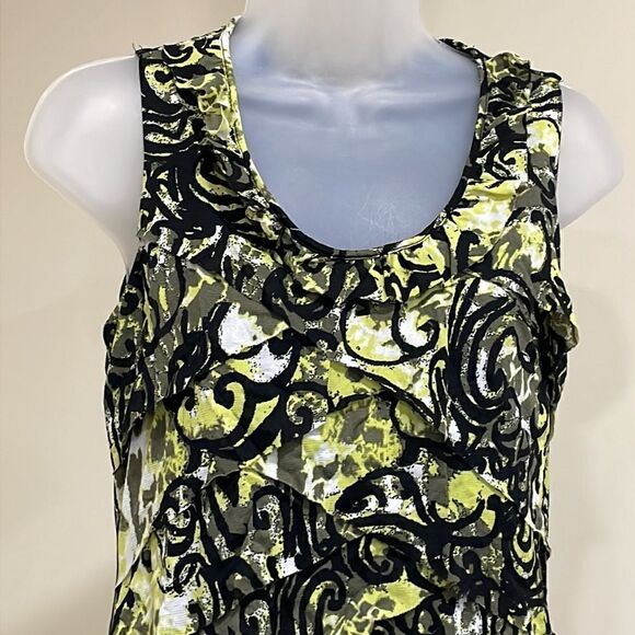 NWOT Madison Layered Abstract Yellow/Black Dress. Size S small 4/6 - Picture 2 of 10
